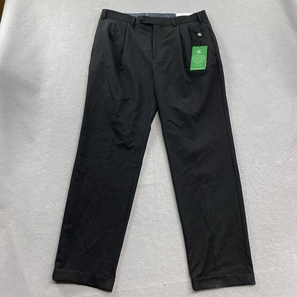 Lauren Ralph Lauren Pants Mens 35x32 Black Nibbs Classic Fit Utraflex Pleated - Picture 1 of 15